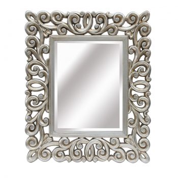 espejo con marco de resina cuadrado plata